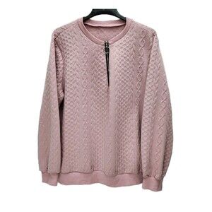Pink 1/4 Zip Sweatshirt Top Womens 3XL Long Sleeves Textured Pullover Unbranded